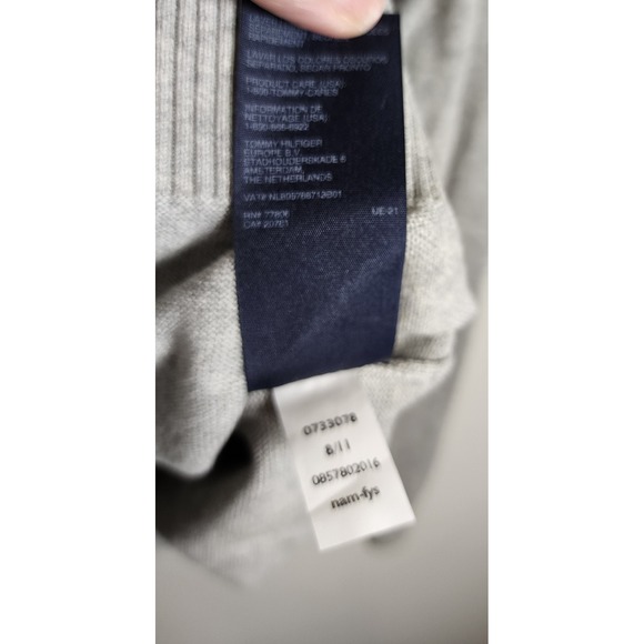 Tommy Hilfiger Men's V-Neck Argyle Sweater Gray Red Black Size L Acadamia Cotton - Picture 7 of 8